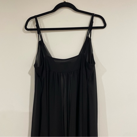 Forever 21 black maxi sheer open tunic dress blouse top sz medium ties to close - Picture 5 of 6